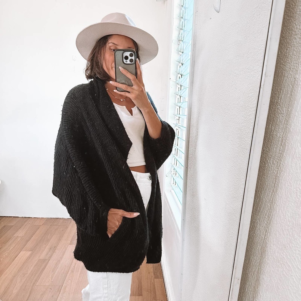Splendid Chunky Cozy Wool Blend Cardigan Black Size Small - Picture 3 of 16